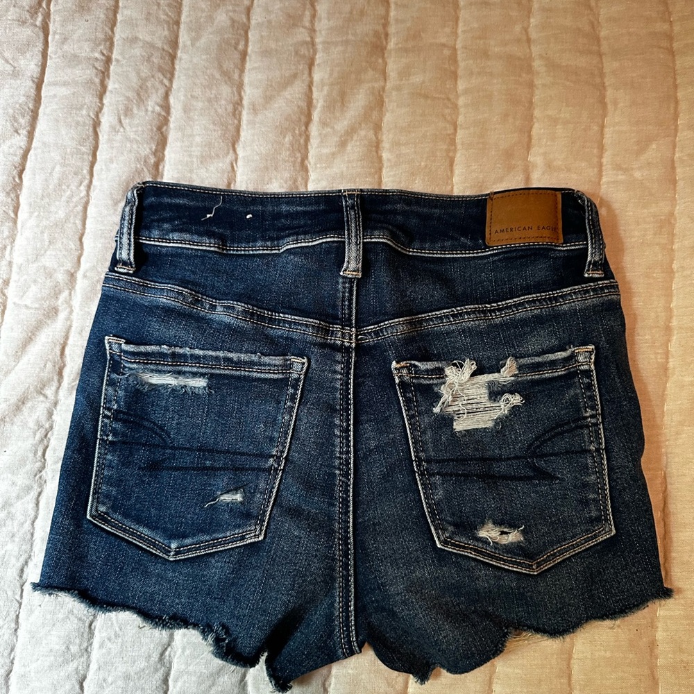 American Eagle Outfitters Women's Distressed Denim Shorts - Blue - Picture 2 of 4